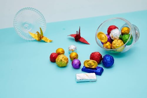Image of CAKE DECOR Aluminum Cut Foil Chocolate Wrapper - Multicolor 8cm x 8cm / 3.15 x 3.15 inches - 200pcs, Perfect for Candy & Dessert Wrapping
