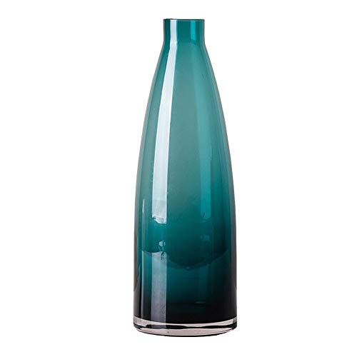 GJKKNKJ Floreros Altos de Vidrio Modernos para Sala de Estar, Comedor, Mesa, centros de Mesa, Dormitorio, Oficina, Hotel, hogar, florero Transparente Decorativo para decoración, Azul, 26,5 cm