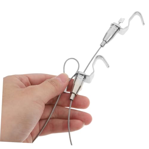 Image of LIFKOME 2pcs Stainless Steel Wire Rope Hooks Easy Install Picture Hanging Hardware Kit for Gallery Wall