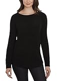 Tracy Ellen Women's Tweed Sweater, Black Tweed, XL
