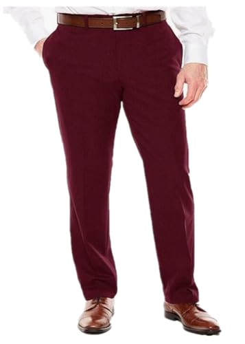 Casual Men Pants Men's Dress Pants Flat Front Loose Pants Lightweight Trousers Business Party Wedding