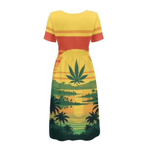 Image of Women's Summer Dresses Short Sleeve Formal Dresses with Pockets | Lightweight polyester fabric delivers cool airflow during hot summer outdoor activities