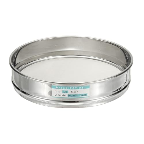 PATIKIL 90メッシュ(0.18mm)ラボふるい 11.8インチ(30cm)直径ふるい304ステンレス鋼ワイヤー布細かいメッシュふるい産業実験室家庭用土ふるい乾燥ふるいスクリーンハッシュ