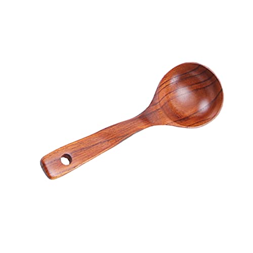 GRIRIW 1pc Natural Wood Soup Ladle Handle Porridge Spoon for Serving Food Comfortable Kitchen Utensil for Home Restaurant Use Sturdy for Soups Stews