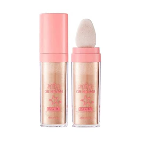 Hocossy Polvo De Hadas Highlight Patting Powder Stick, High Gloss Fairy Patting Powder, Hair Body Glitter Bomb, Face Body Highlighter Illuminating Powder Brighten Shimmer Powder Makeup Cover
