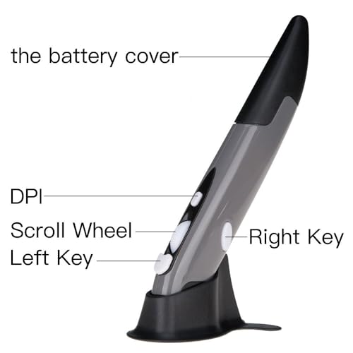 Image of Lychee Wireless Optical Pocket Pen Mouse, 2.4Ghz USB 500 /1000 DPI Adjustable Handwriting Mini Air Mice for PC Laptop Notebook Computer Mac (Grey)