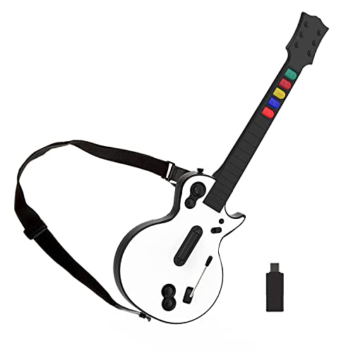 DOYO Kontroler gitarowy do PC i PS3, gitara z paskami, idealny do Guitar Hero, Clone Hero i Rock Band, wysokiej jakości do PS3 i PC (biały)