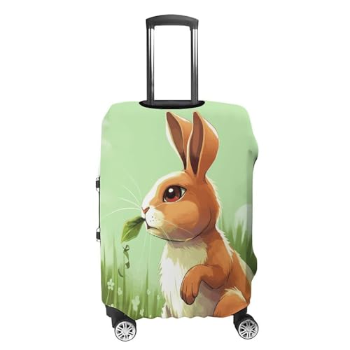 Cartoon Rabbit Eating Grass Travel Luggage Cover Elastic Washable Suitcase Cover Dustproof Anti-Scratch Suitcase Protector Fits 19-32 Inch Luggage, L4