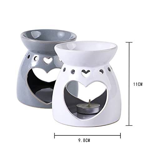Candlestick Ceramic Tealight Candle Holder Aromatherapy Wax Candle Tart Burner Warmer Diffuser Aroma Candle Warmers Porcelain Decoration (Color : Gray) #TOP1