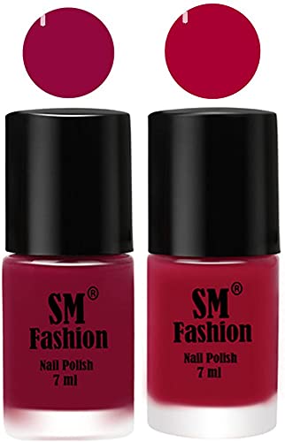 Image of Long Lasting Nail Polish | Nail Paint Combo 7 ml Each) - Set of 2 Cherry Blossom-Dark Magenta