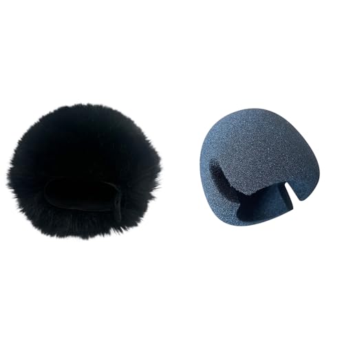 Dead Cat Pop Filter Fit For ZOOM H4essential Handy Portalble recorder Furry Windscreen&Foam Microphone Windshield Sponge cover (Black and Foam)