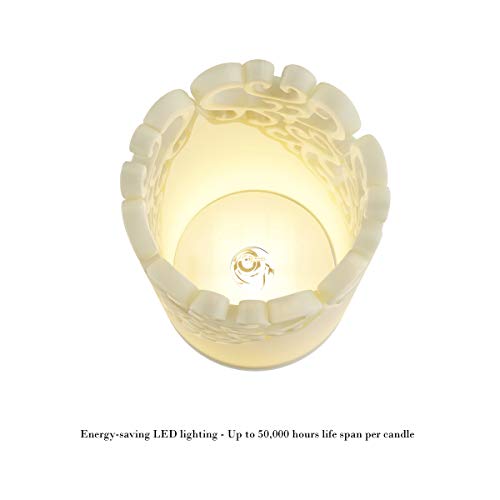 Lavish Home 80-FC1007 Remote Control Led Candles - Set Of 3 Battery-Operated Realistic Flameless Pillars With Lace Details And Vanilla-Scented Wax thumb #2