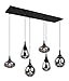 Produktbild Trio Leuchten Pendelleuchte Lumina 317000632, Metall Schwarz matt, Glas chrom bedampft, exkl. 6x E14