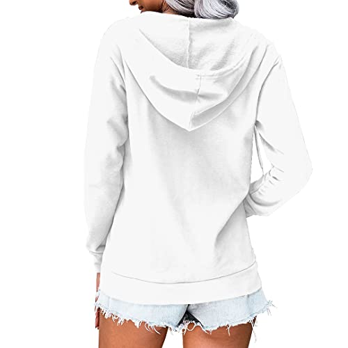 Ladybranch Women's Casual Long Sleeve Sweatshirts Zip Up Zipper Hoodies Fashion Hooded Jackets With Pockets(Small,White) #TOP1