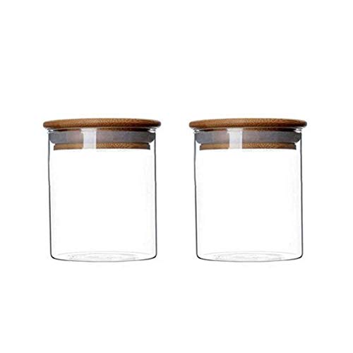 Upstore - Upstore 2St Klarglas-Kanister Vorratsgläser mit Luftdichte Bambus Deckel Lebensmittel Lagerung Behälter für Kaffeebohnen Lose Tee Salzbehälter Zuckerkekse Trockenfrüchte Nüsse Candy Gläser 250ML