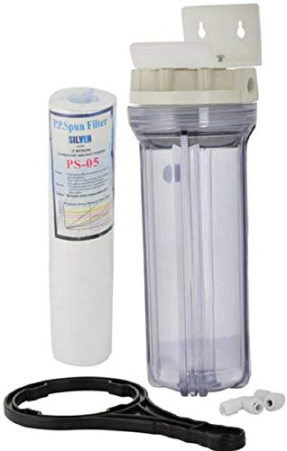KRPLUS Transparent Clear Water Filter Housing with Spun Filter, Spanner Key & 1/4