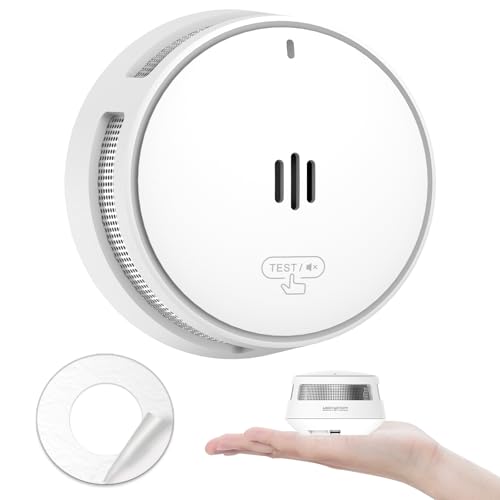 Smoke Alarm, 10 Years Battery, Smoke Alarms for Home, Fire Alarm with Mute Remotely Function,Big Test/Silence Button Smoke Alarms, Conforms EN14604, UKCA (1 Smoke)