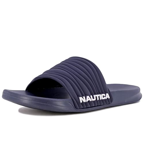 Nautica Chinelos de banho masculino atlético Slide confortável sandália de chuveiro, Navy Loch, 9