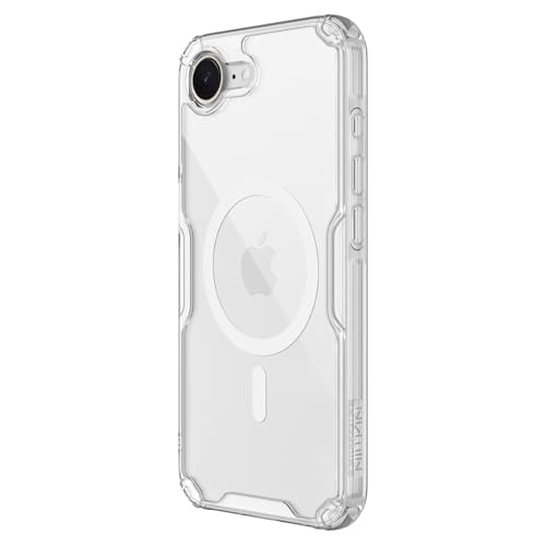 Image of Nillkin Case for Apple iPhone 16E / 17E (6.1 inch Inch) Nature TPU Pro Magnetic Works with Magsafe Charger Hard Borders + PC Back & Impact Resist Edges Soft Flexible White Color