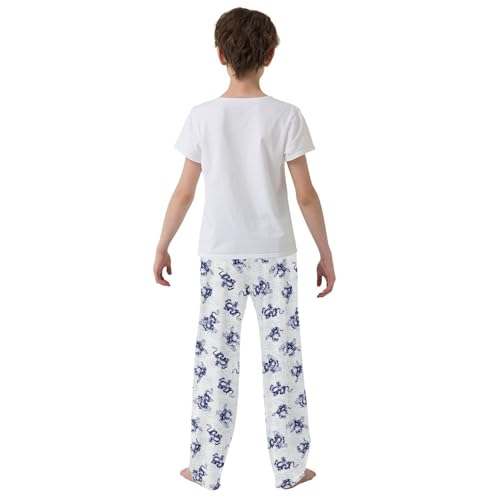 Retro Ancient Dragon Boys Long Pants Soft Trousers Elastic Waist Kids Lounge Bottoms with Pockets S-XL3