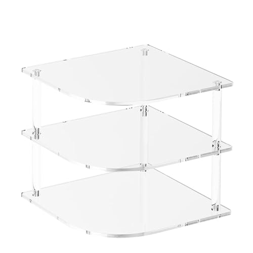 Estante esquinero acrílico transparente de 22,4 x 25,4 x 25,4 cm, organizador de esquina de 3 niveles para armario de cocina, organizador de platos para mesita de noche, baño, mesa, congelador, cómoda