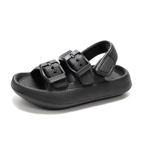 FUNKYMONKEY Pillow Slippers for Boys and Girls Adjustable Double Buckle Unisex-Child EVA Flat Sandals