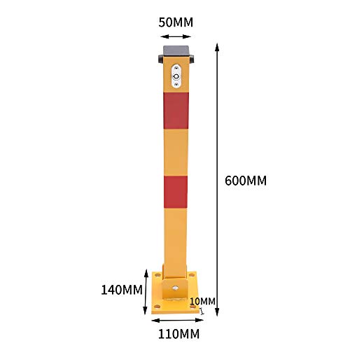 KATSU Parkplatzsperre Poller Parkpfosten für Autoparkplätze abschließbarer herunterklappbarer Parkplatz-Sperrpoller, Privater Parkplatz, gelbe und rote, Oberes Schloss, 60cm Höhe