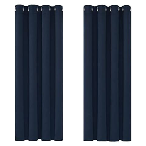Deconovo Navy Blue Eyelet Blackout Curtains Cover