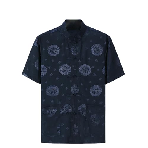 Chemise d'été en soie glacée homme style chinois décontracté manches courtes