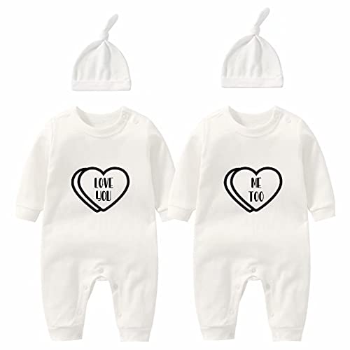 culbutomind Body pour jumeaux avec inscription « Love You Me Too » - Unisexe, blanc, 1 mois Cover