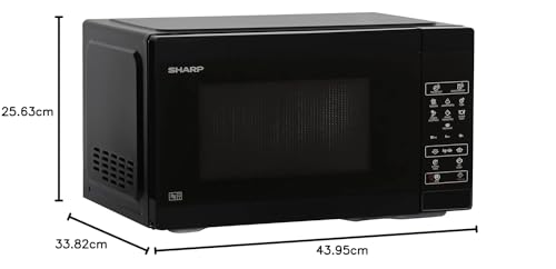 Image of SHARP 20L Solo Microwave Oven (R220KNK, Black, Ceramic Cavity, Digital Display, One-Touch Start)