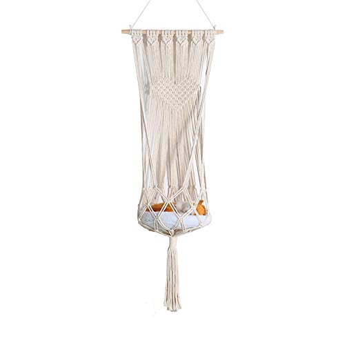 EUBUY Macrame Cat Hammock, Handwoven Hanging Cat Bed Swing, Boho Style, Cotton Rope, Rectangular, Elevated, Medium Size, Love Heart Style (20-30 Lbs), Indoor/Outdoor
