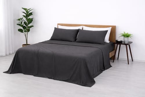 Image of Blue Strip Polycotton Bedsheet, Double 90x100 (Charcoal) | Hotel Quality | Soft, Breathable & Colourfast | Wrinkle Resistant | Machine Washable | Pillow Covers Included