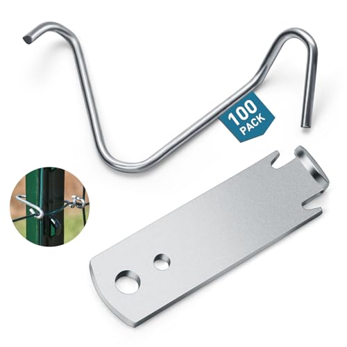 100PCS T-Post Wire Clips Galvanized Steel Fence Clips Heavy-Duty Clip Bending Tool Time-Saving and Convenient Fence Wire Clips for Tightening Farm Ranch Garden Fence Wires