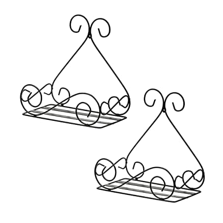 VINAMRA28 - Unique Wall Mount Metal Planter Stand for Home Garden Balcony Living Room Decor, Black (Set of 2) (B0C4B8R8X3) Amazon Price History, Amazon Price Tracker