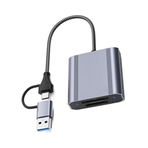 Wsdsgz Tarjeta de memoria de doble conexión estándar de tipo profesional, carcasa de aluminio extremadamente compacta, transferencia de 10 Gbps para arquitectos de video, fotógrafos, lector de