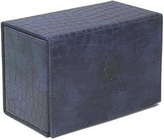 Grinning Gargoyle - Ultimate Dragon Hide Deck Box  Holds up to 192 Cards and 15 Dice  Perfect for Magic RPG, TCG and CCG  3 Durable Storage Compartments for Collectable Card and Roleplaying (Blue)