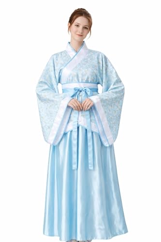 Lazutom Women's Ancient Chinese Traditional Hanfu Dress - Fancy Dress for Christmas Party (M, Blue)
