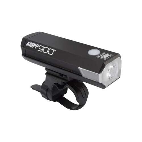 CatEye AMPP 900 - Luces Delanteras LED superbrillantes para Bicicleta, tecnología OptiCube, clasificación IPX4 Resistente al Agua, Soporte FlexTight de fácil Ajuste, Recargable por USB, Luces de