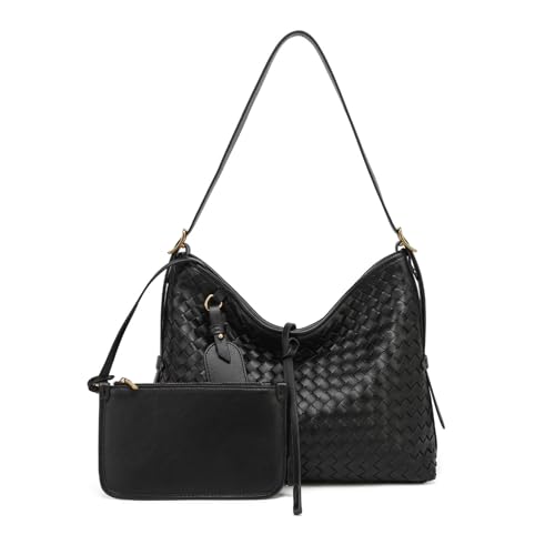 Image of Woven Leather Tote Bag For Women Crossbody Shoulder Bag Large Hobo Handbags Vegan Female Bag Vegetable Basket