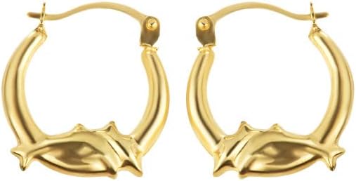 Claddagh Gold - Dazzling 14K Yellow Gold Dainty Jumping Double Dolphin Reversible 0.60" Hoop Earrings for Women