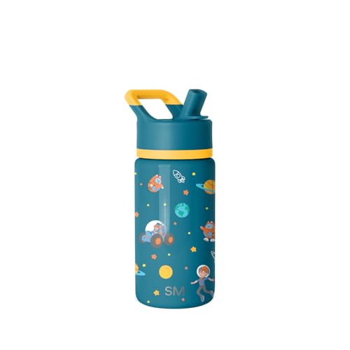 Simple Modern Blippi Kids Water Bottle with Straw Lid | 14oz Insulated Stainless Steel Kids Tumbler & Spill Proof Toddler Cup for School Girls Boys | Summit | Blippi Space