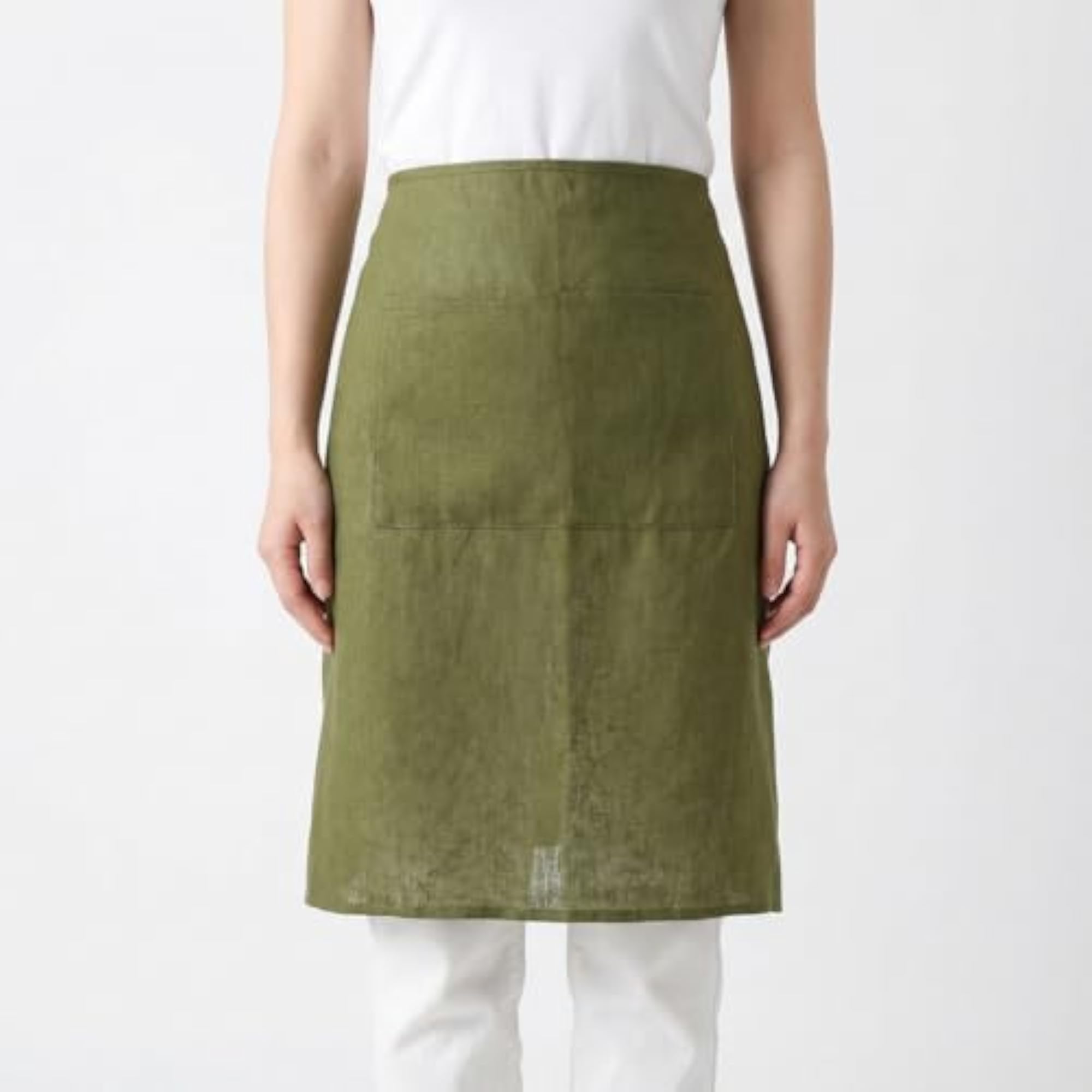 100% Linen Adjustable Bistro Half Apron with Pockets