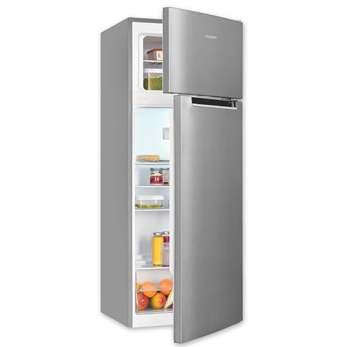 Exquisit Kühl-Gefrierkombination, 143 cm Höhe, Kühlschrank mit Gefrierfach, 4-Sterne-Gefrieren, 206 Liter, KGC5270-45-040E inoxlook Exquisit Kühl-Gefrierkombination, 143 cm Höhe, Kühlschrank mit Gefrierfach, 4-Sterne-Gefrieren, 206 Liter, KGC5270-45-040E inoxlook