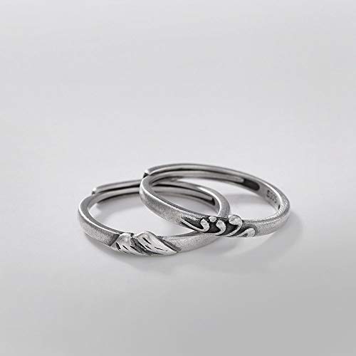 Bague ajustable pour couple alliance alliance montagne gravée