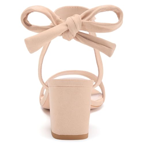 Image of Coutgo Womens Open Toe Ankle Tie Back Low Block Chunky Heels Sandals Party Dress Pumps Shoes