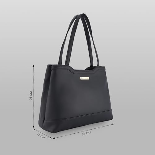 Image of Caprese Kai Tote Large Shoulder Bag for Women | Solid Pattern | Faux Leather | Zipper Closure | Spacious Office & Travel Tote | Stylish Work Bag | Elegant Handbag for Daily Use