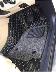 Image of KA10 7D Car Floor Mat for Vinfast VF 7 | Vehicle-Specific Fit | Premium Italian Leather | 100% Waterproof, Zero-Dust | Full Set with Grass | (Black with Silver)
