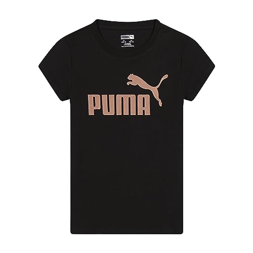 Image of Puma Girls Core Logo Short Sleeve T-Shirt, Crewneck, Soft and Lightweight