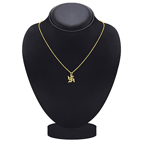 Gold Plated Religious Swastik Pendant with Chain